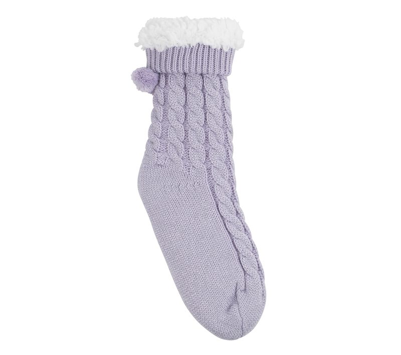 Dámské Ponožky Skechers Fleece Podšité GO LOUNGE Crew Sock - 2 Pack Fialové | CZ.Z117267 PUR